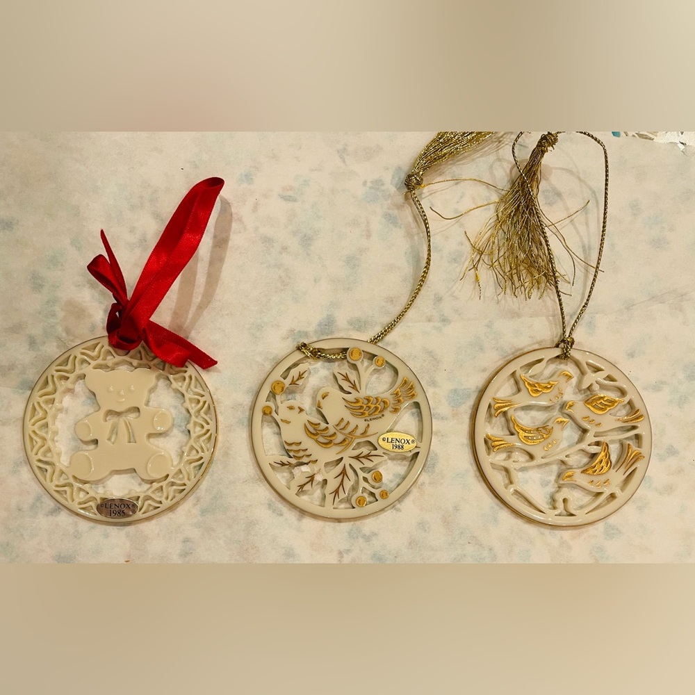 4 Calling Birds -2 Turtle Doves Lenox 12 Days of Christmas Ornaments, Teddy Bear